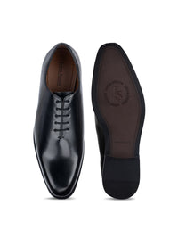 Thumbnail for LOUIS STITCH Men Jet Black Formal Wholecut Lace-Up Derby Shoes