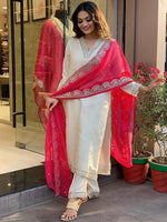 Thumbnail for Kalini Floral Embroidered Regular Sequinned Kurta With Trousers & Dupatta - Distacart
