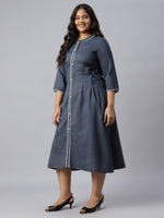 Thumbnail for AURELIA Blue A-Line Midi Dress