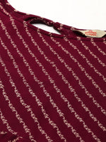 Thumbnail for Anouk Women Maroon Ethnic Motifs Printed Empire Kurta with Dhoti Pants - Distacart