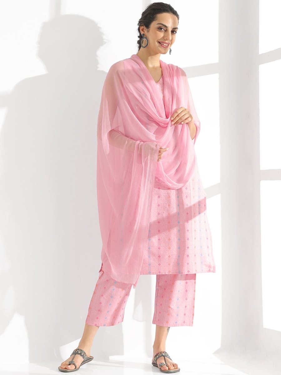 Anouk Ethnic Motifs Printed Regular Pure Cotton Kurta With Trousers & Dupatta
