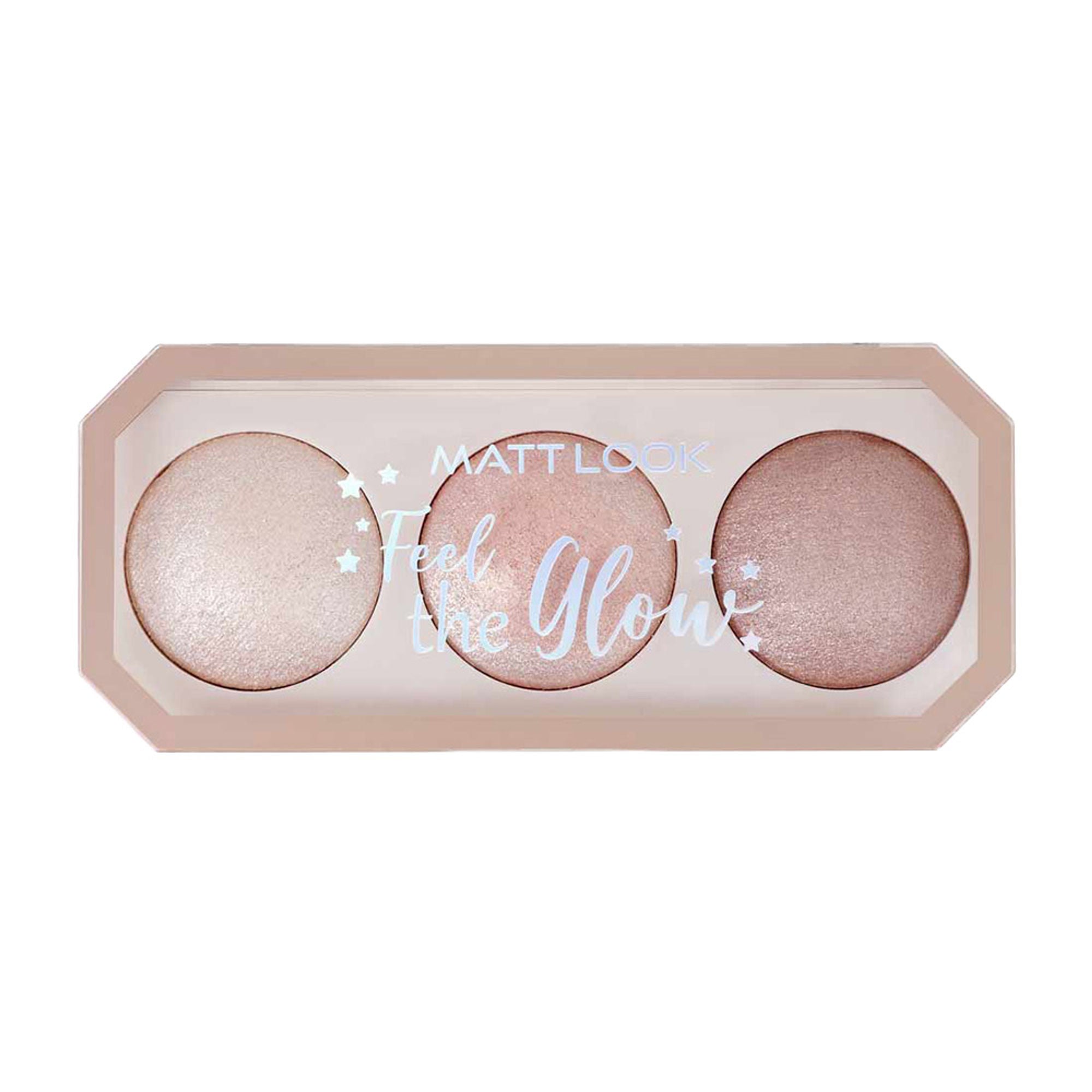 Matt Look Feel The Glow Baked Shimmer Highlighter Trio Palette - 02 Beaming Beauty - Distacart