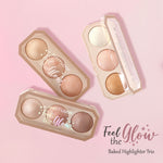 Thumbnail for Matt Look Feel The Glow Baked Shimmer Highlighter Trio Palette - 03 Super Vibes - Distacart
