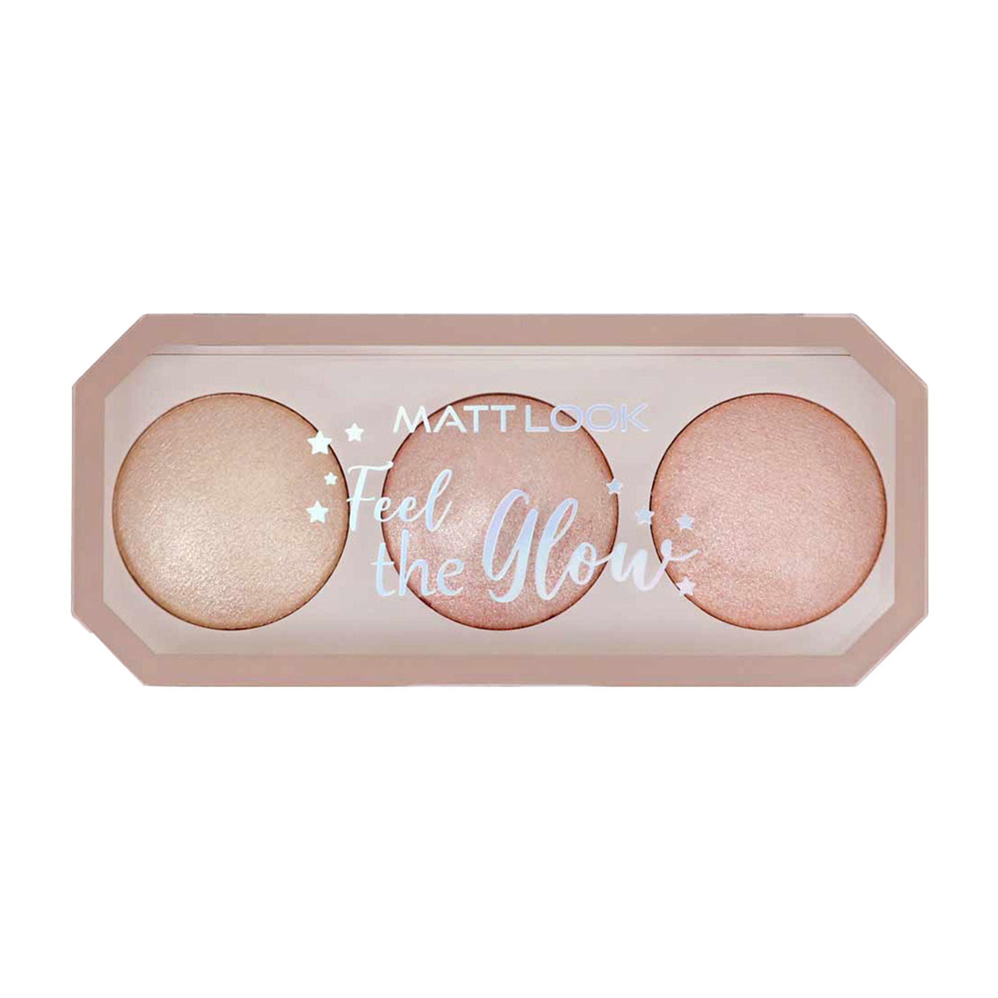 Matt Look Feel The Glow Baked Shimmer Highlighter Trio Palette - 03 Super Vibes - Distacart