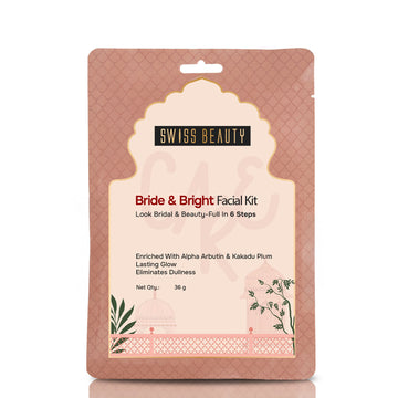 Swiss Beauty Care Bride & Bright Facial Kit With Alpha Arbutin ,Kakadu Plum 6 Steps For Bridal Glow