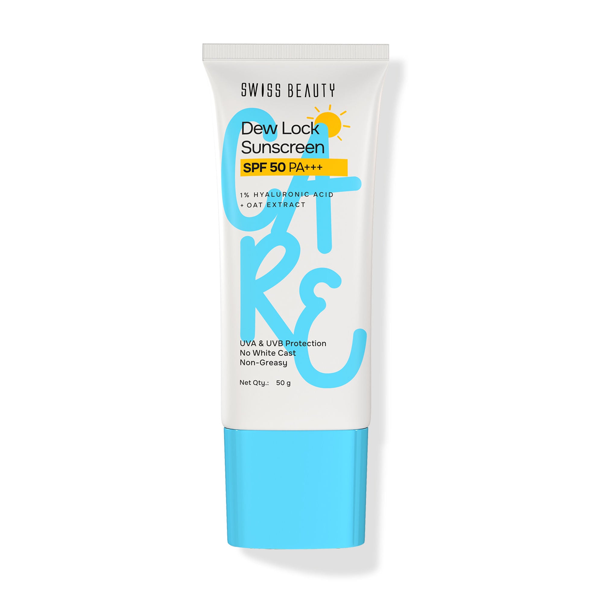 Swiss Beauty Care Dew Lock Sunscreen SPF 50 PA++++ With 1% Hyaluronic Acid