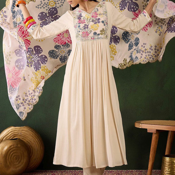 Sangria Embroidered & Digital Printed Kurta & Trousers with Dupatta - Distacart