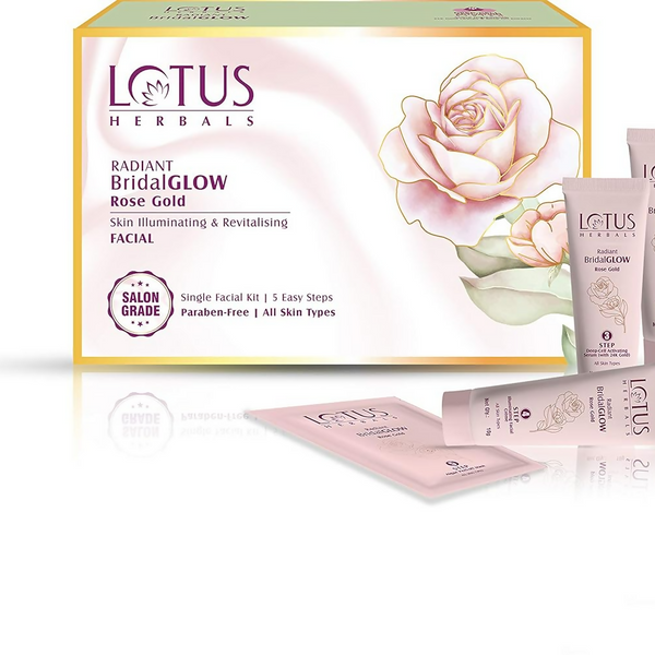 Lotus Herbals Radiant BridalGLOW Rose Gold Skin Illuminating Facial Kit - Distacart