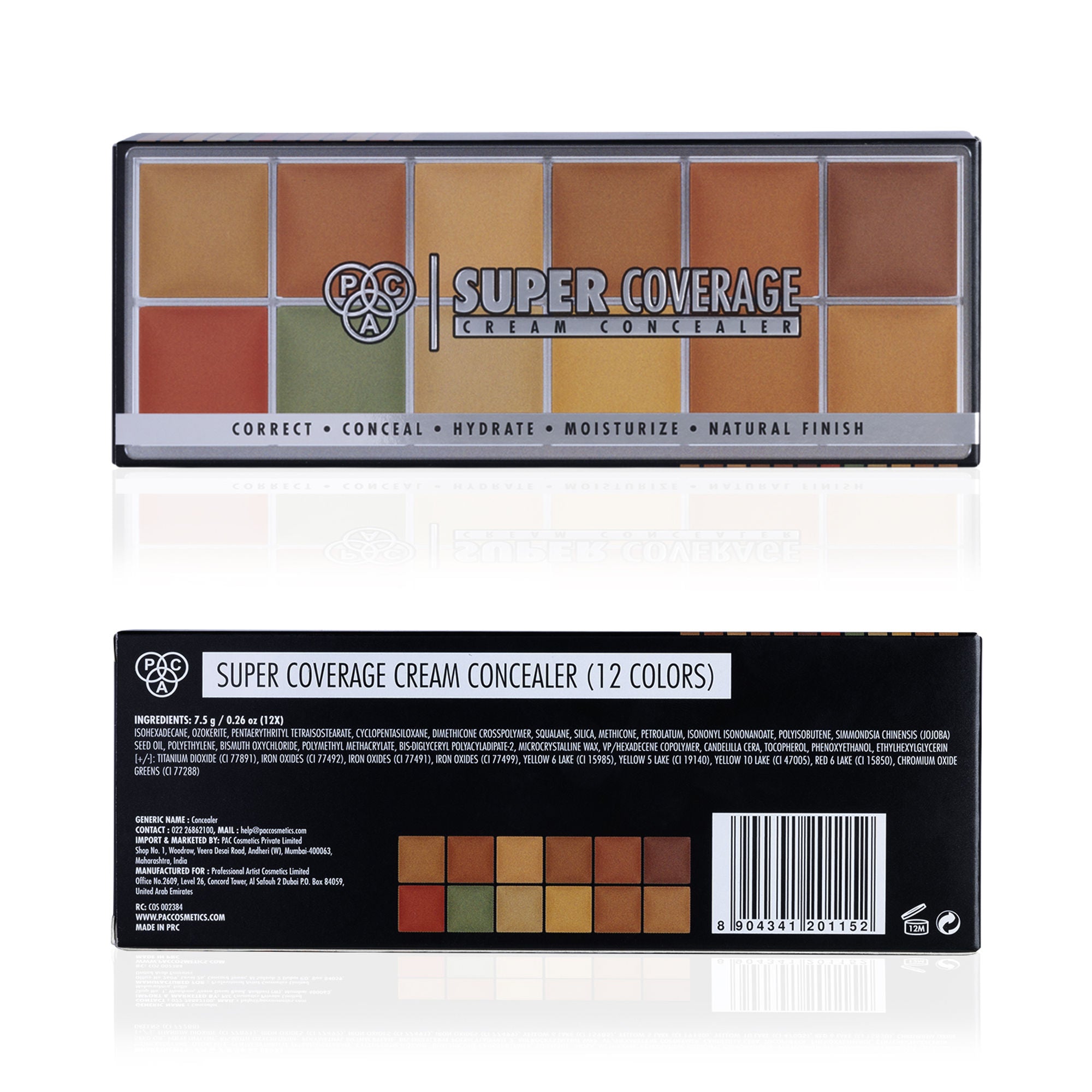 PAC Studio Super Coverage Cream Concealer Palette X12 - Creamy Blendable Formula, Longlasting Full Coverage - Distacart