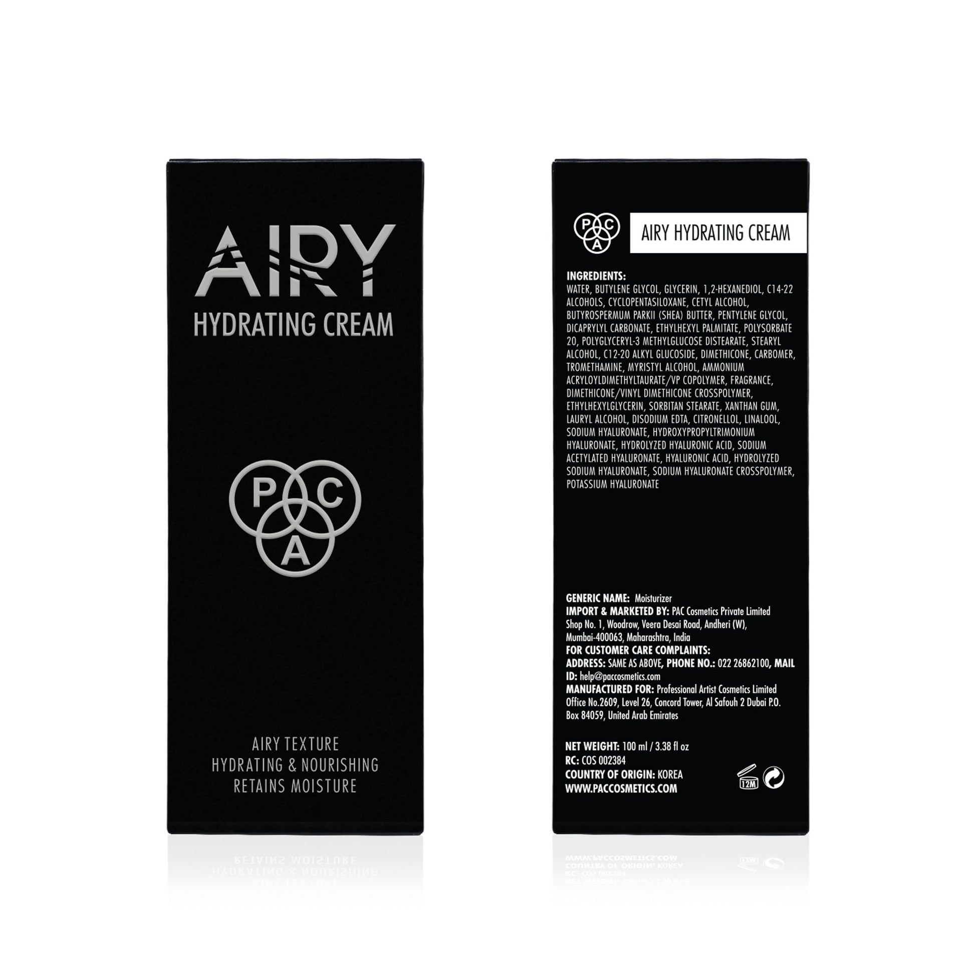 PAC Studio Airy Hydrating Cream - Ultra Lightweight, Non-Greasy Formula, Absorbs Fast & Deeply Hydrates - Distacart