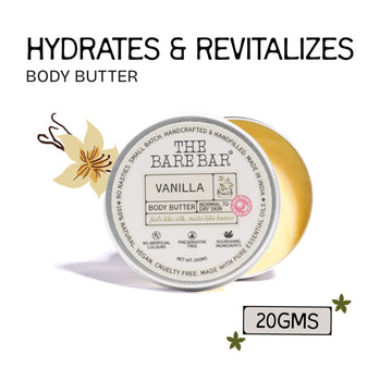 The Bare Bar Vanilla Body Butter - Deeply moisturizing vanilla cream with natural butters - 20g