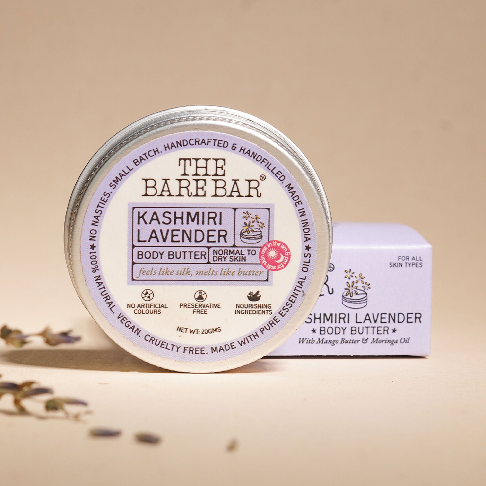 The Bare Bar Kashmiri Lavender Body Butter - Calming Body Cream With Shea And Mango Butters - Distacart