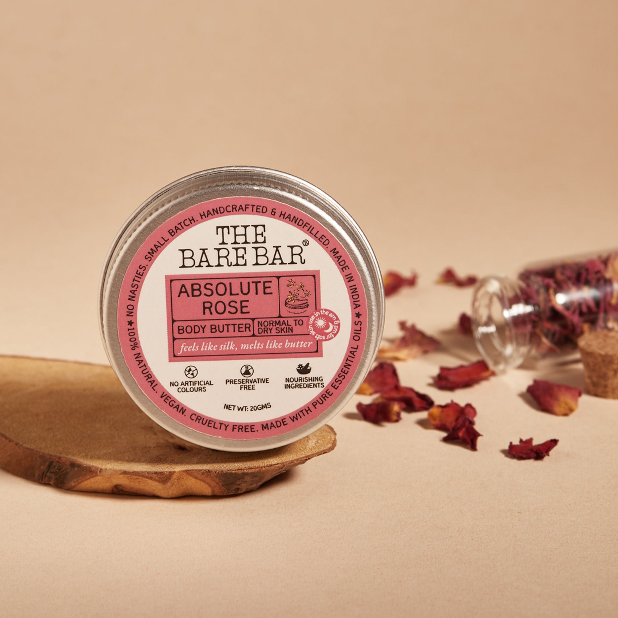 The Bare Bar Absolute Rose Body Butter - Rose-Scented Moisturizer With Clean, Rich Formula - Distacart