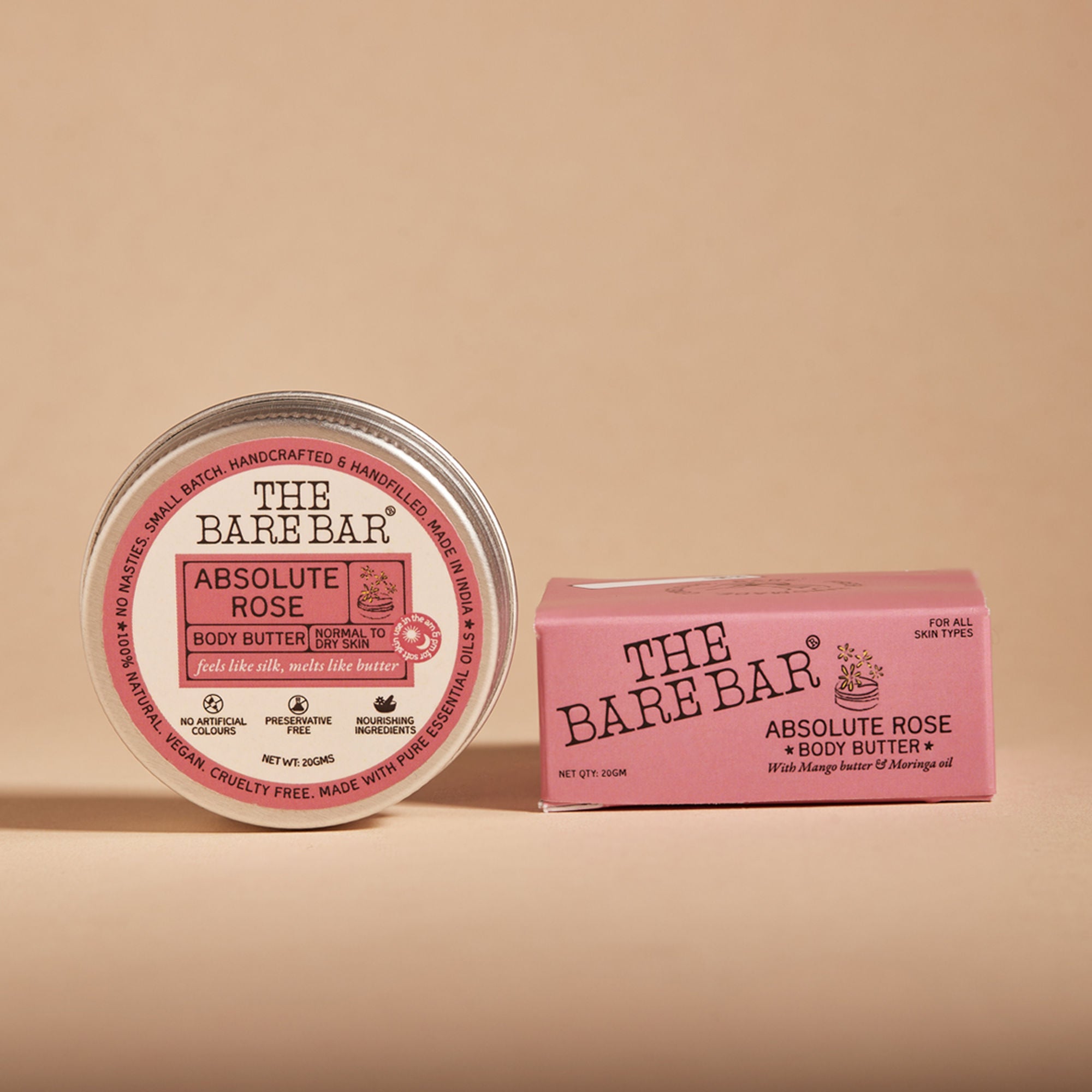 The Bare Bar Absolute Rose Body Butter - Rose-Scented Moisturizer With Clean, Rich Formula - Distacart