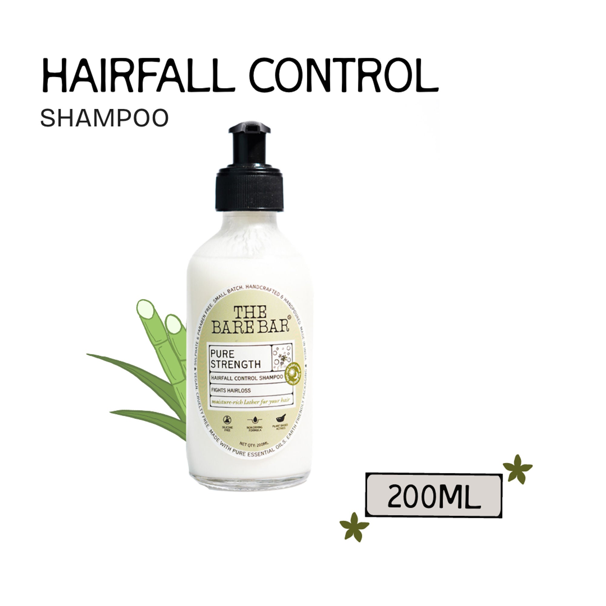 The Bare Bar Pure Strength Shampoo - Exfoliates Scalp, Strengthens Hair & Restores pH Balance