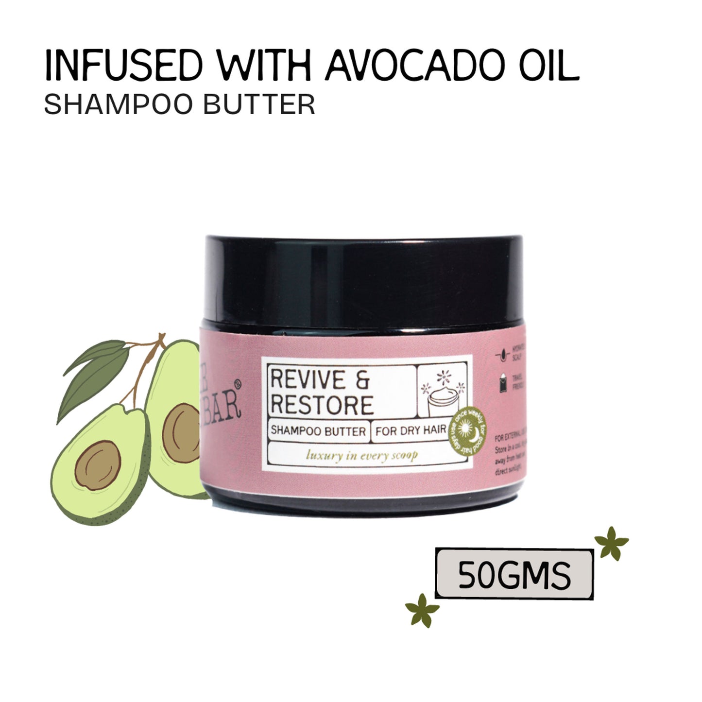 The Bare Bar Revive & Restore Shampoo Butter - Intense Hydration, Frizz Control & Hair Repair