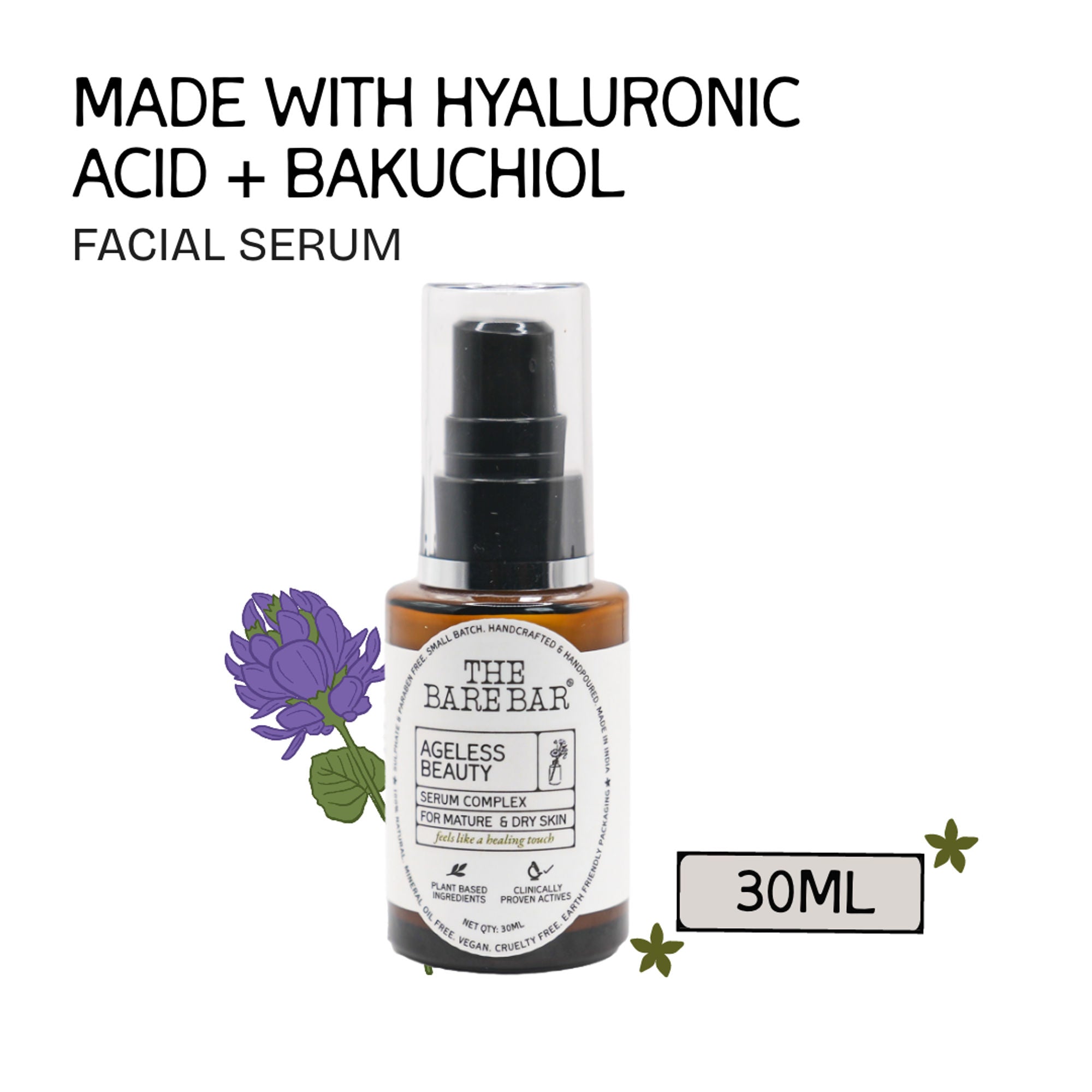 The Bare Bar Ageless Beauty Serum with Bakuchiol & Ceramides