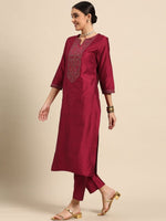 Thumbnail for Anouk Women Red Yoke Design Kurta with Palazzos & With Dupatta