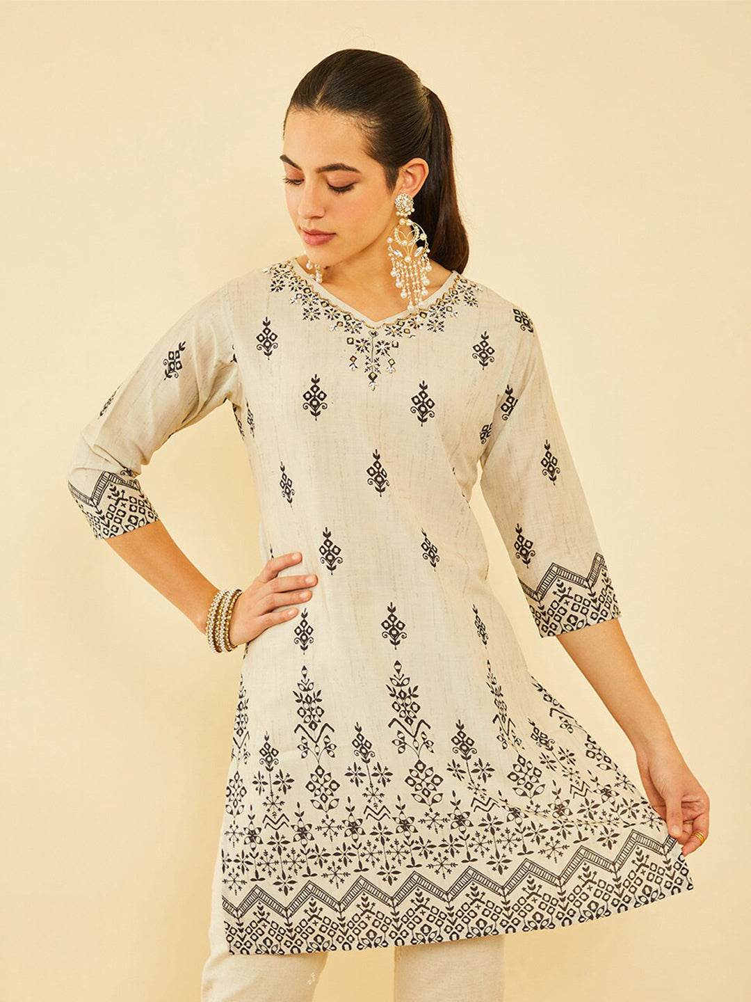 Soch Ethnic Motifs Printed Sequinned Straight Kurta - Distacart
