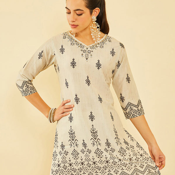 Soch Ethnic Motifs Printed Sequinned Straight Kurta - Distacart