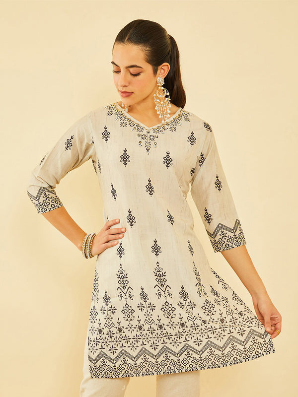 Soch Ethnic Motifs Printed Sequinned Straight Kurta - Distacart