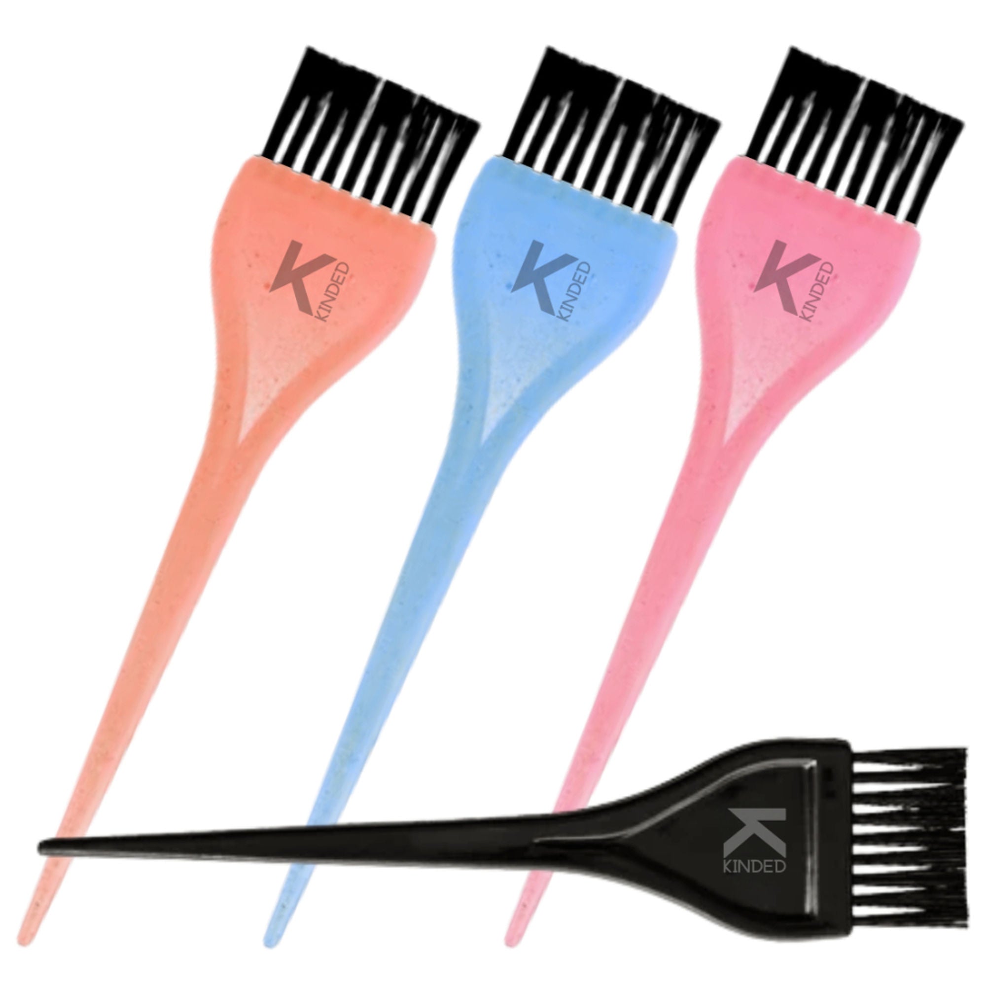 KINDED Multipurpose Black Pink Orange Blue Hair Color and Mehndi Brush Set of 4