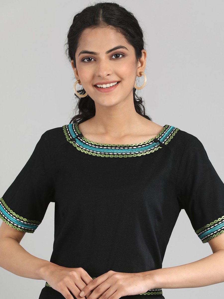 AURELIA Women Black Solid A-Line Dress - Distacart