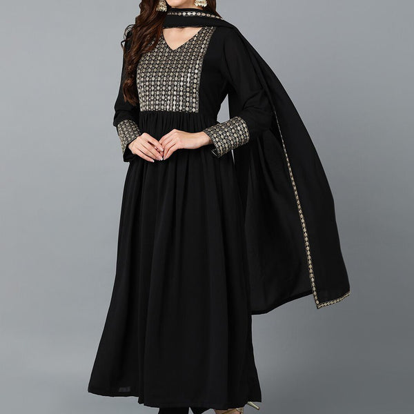 Kalini Yoke Design Empire Sequinned Kurta with Trousers & Dupatta - Distacart