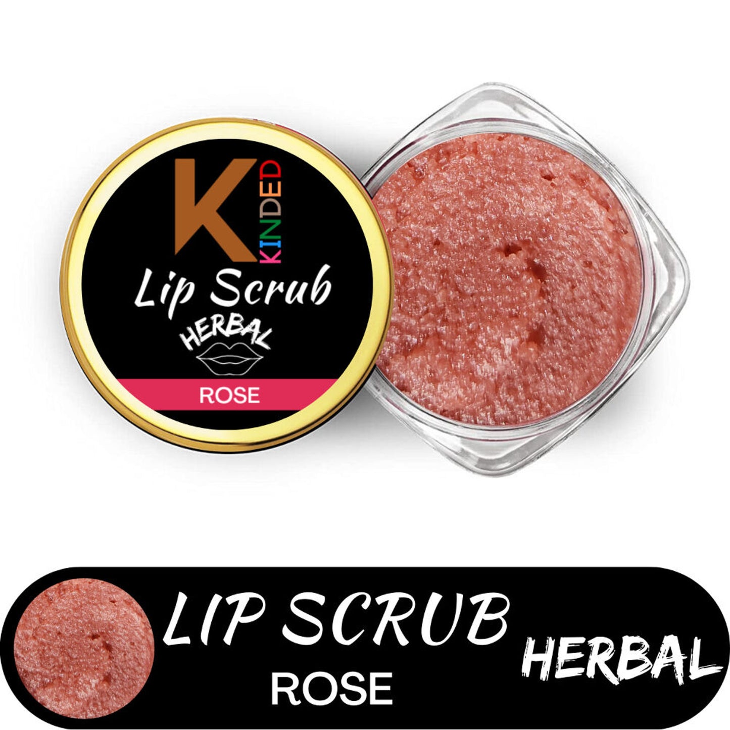kinded lip sugar scrub herbal exfoliator rose