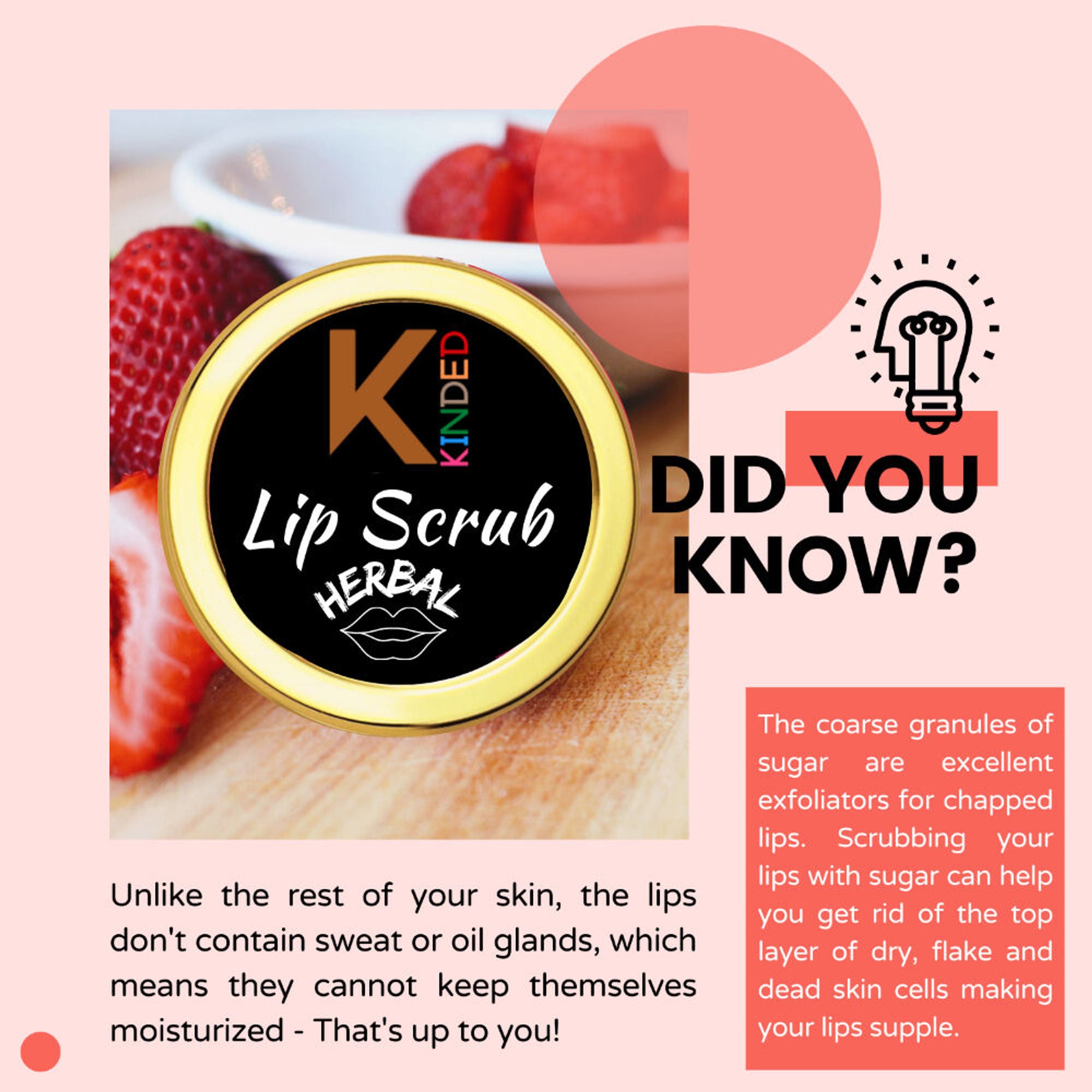 kinded lip sugar scrub herbal exfoliator rose