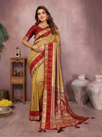 Thumbnail for Aastha Fashion Mustard Kalamkari Silk Zari Woven Saree - Distacart