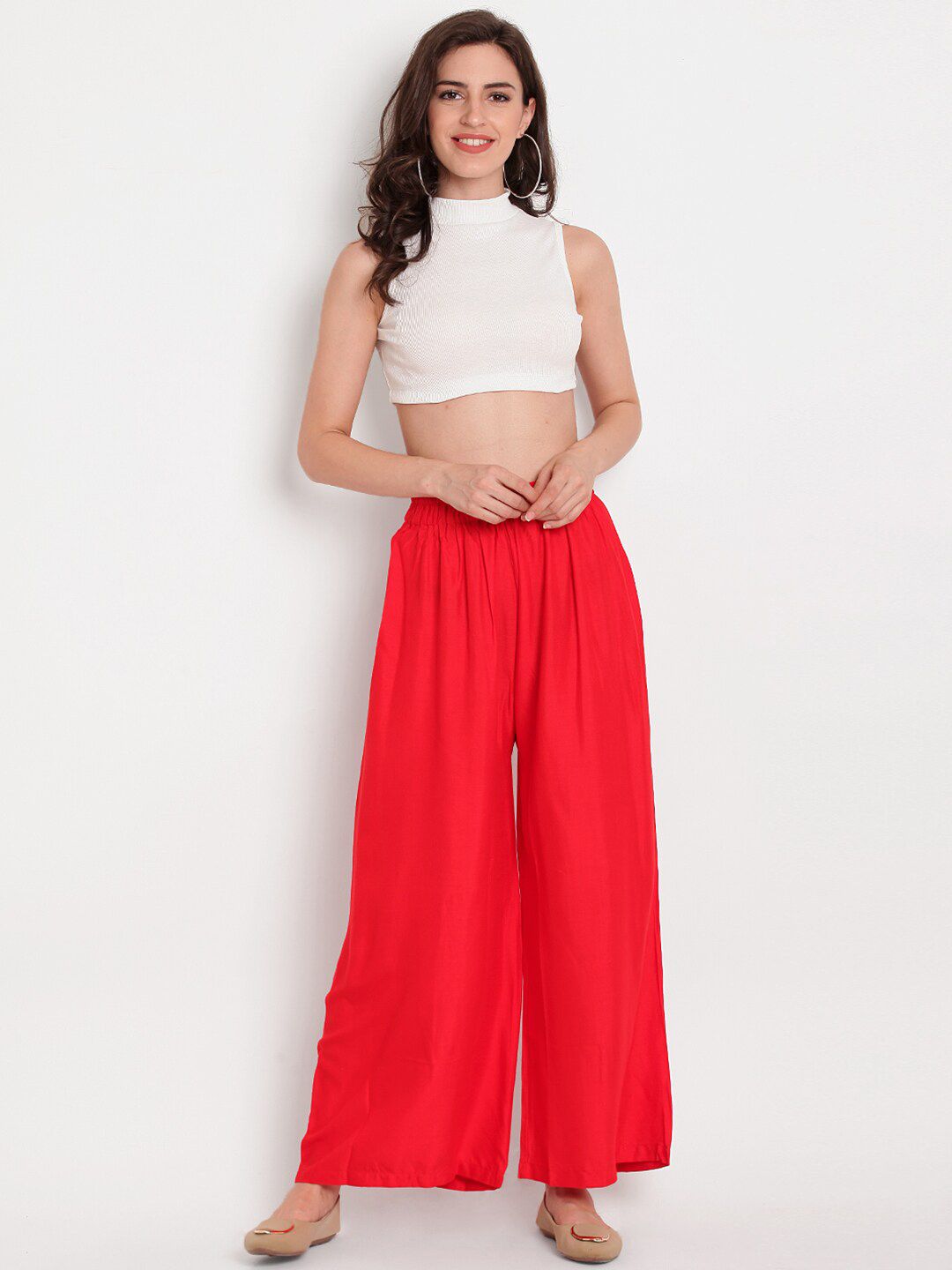 TAG 7 Women Red & Navy Blue Set of 2 Flared Ethnic Palazzos