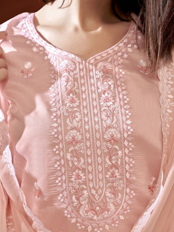 Anouk Women Floral Embroidered Regular Thread Work Kurta with Trousers & With Dupatta