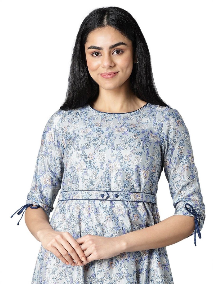 AURELIA Grey Floral Midi Dress