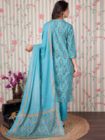 Thumbnail for Ode by House of Pataudi Floral Printed Regular Pure Cotton Kurta with Trousers & Dupatta - Distacart
