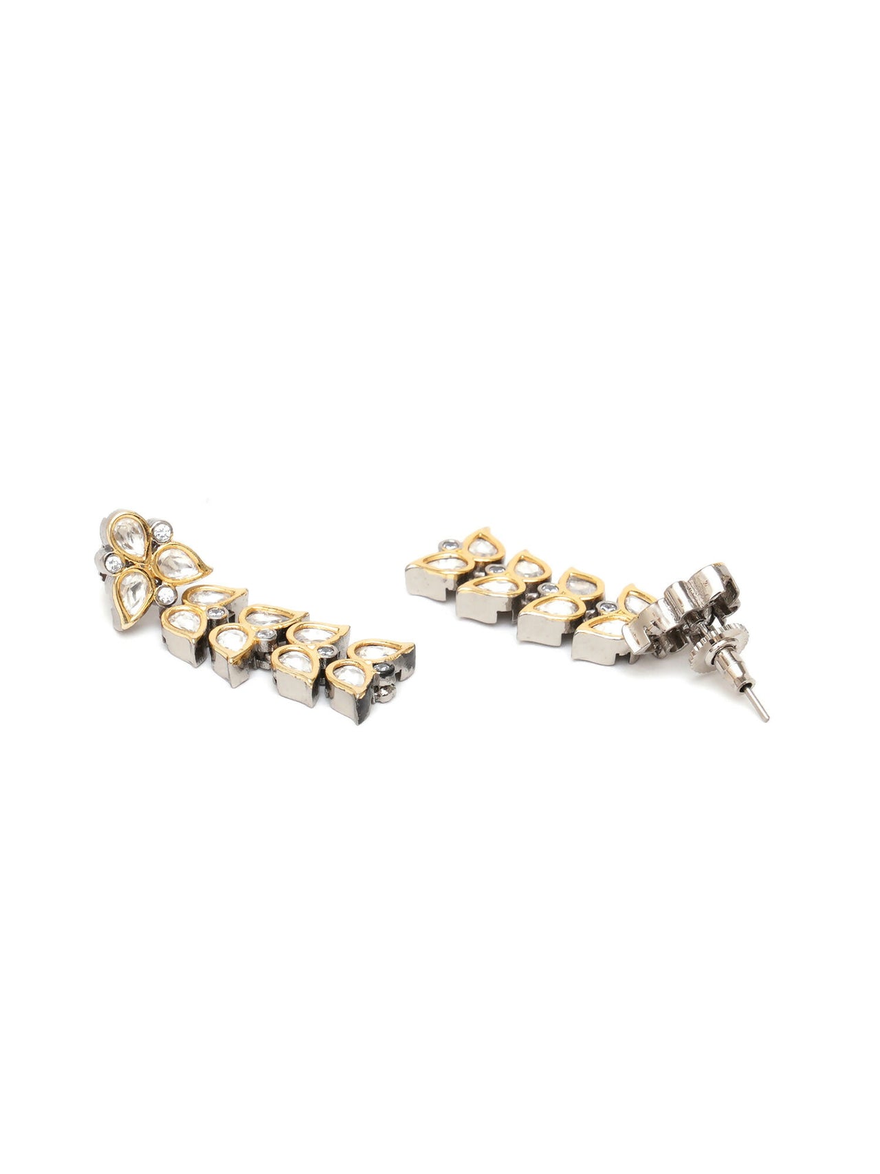 Long Kundan Earrings (silver) - Ruby Raang - Distacart