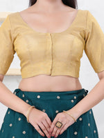 Thumbnail for Joban Fashion Gold Tissue Elbow Sleeveless Front Open Blouse