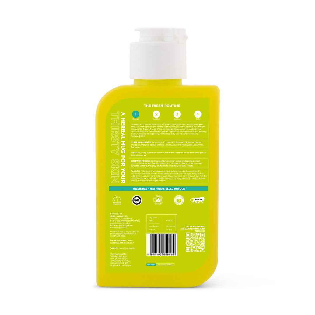 FreshLuxe Herbal Hydration Face Wash For Oil & Acne Control with Aloe Vera & Neem