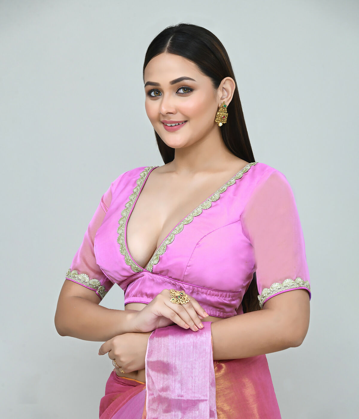 Joban Fashion Women's Baby Pink Embroidered Stitched Blouse