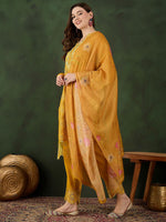 Thumbnail for Sangria Embroidered Kurta With Trousers & dupatta