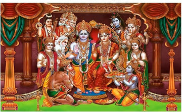 Sri Yagnaa M 48 – Seetha Rama Pattabhishekam Backdrop Cloth, 8 x 5 Ft - Dista