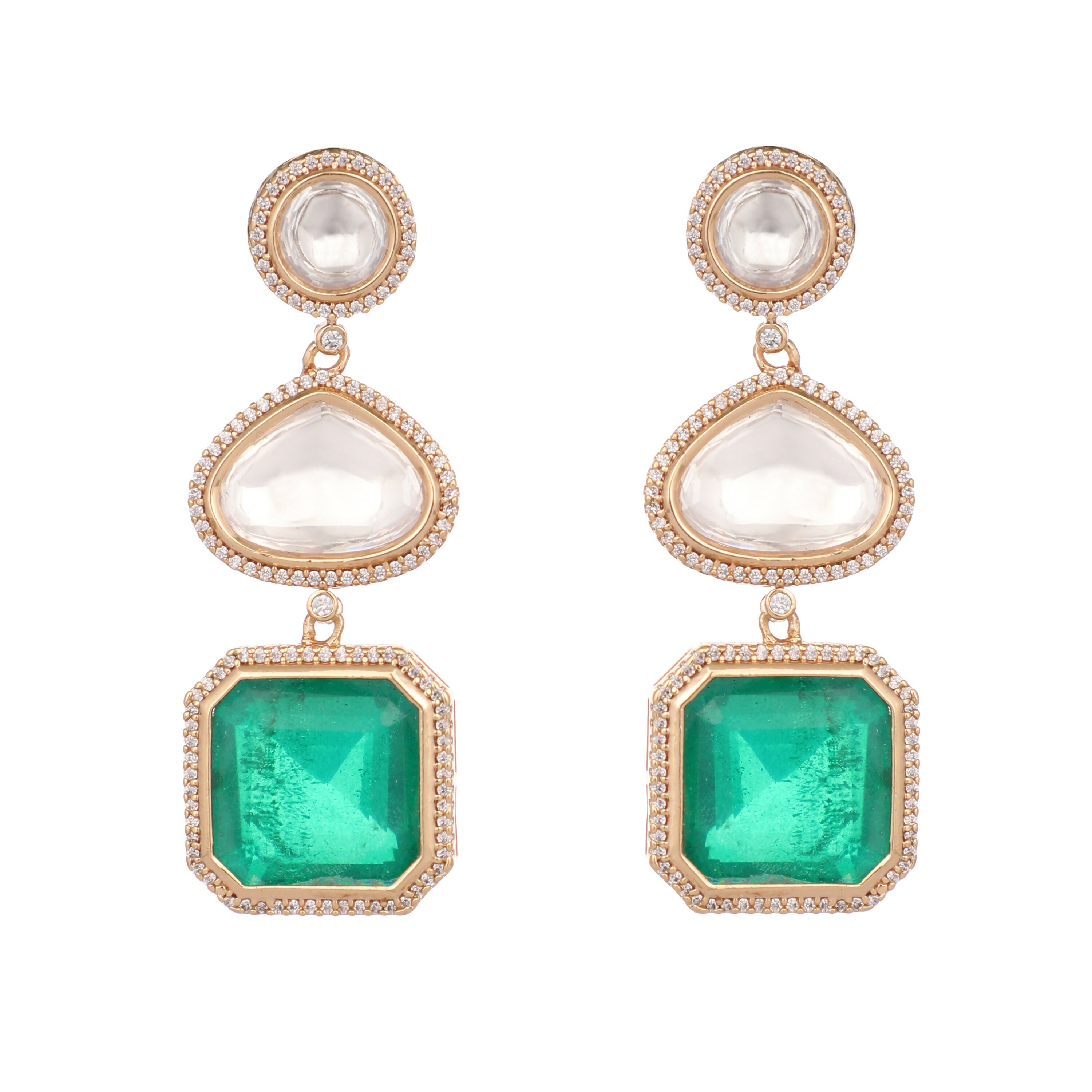 Nuyug Emerald Drop Anti Tarnish Sparkle Earrings