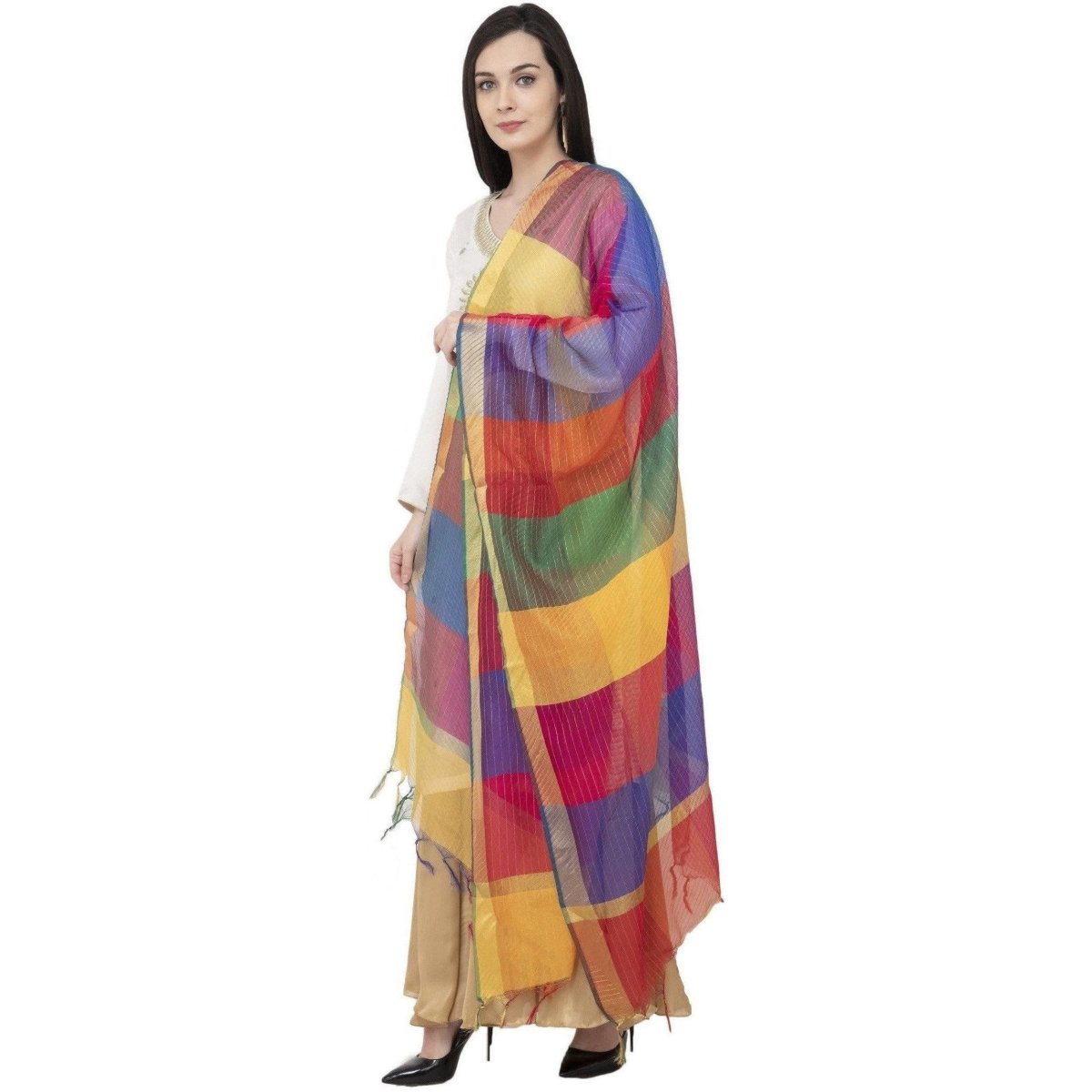 A R SILK Multi Crush Fancy Dupatta Multi Color Color Dupatta or Chunni