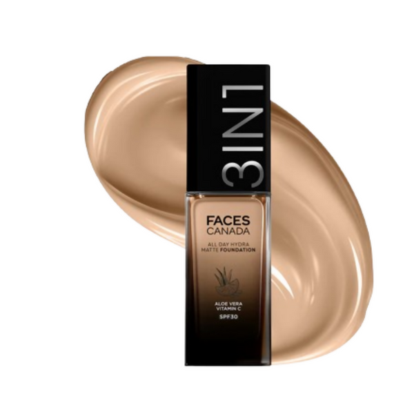 Faces Canada All Day Hydra Matte 3 in 1 Foundation - Medium Natural 022 - Distacart