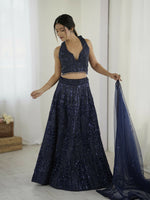 Thumbnail for Aastha Fashion Blue Net Designer Wedding Wear Lehenga Choli