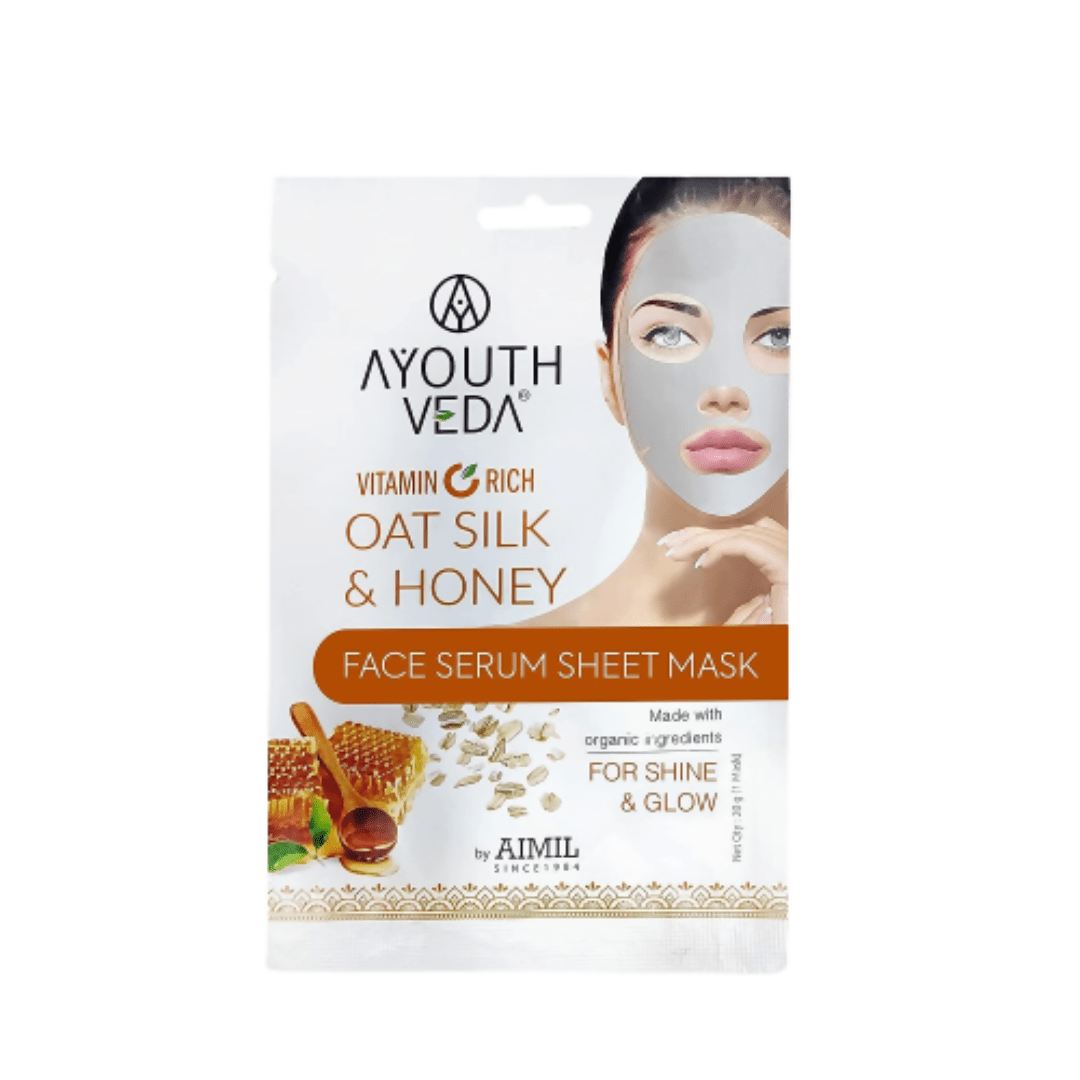 Ayouthveda Vitamin C Rich Oats Silk & Honey Face Serum Sheet Mask - Distacart