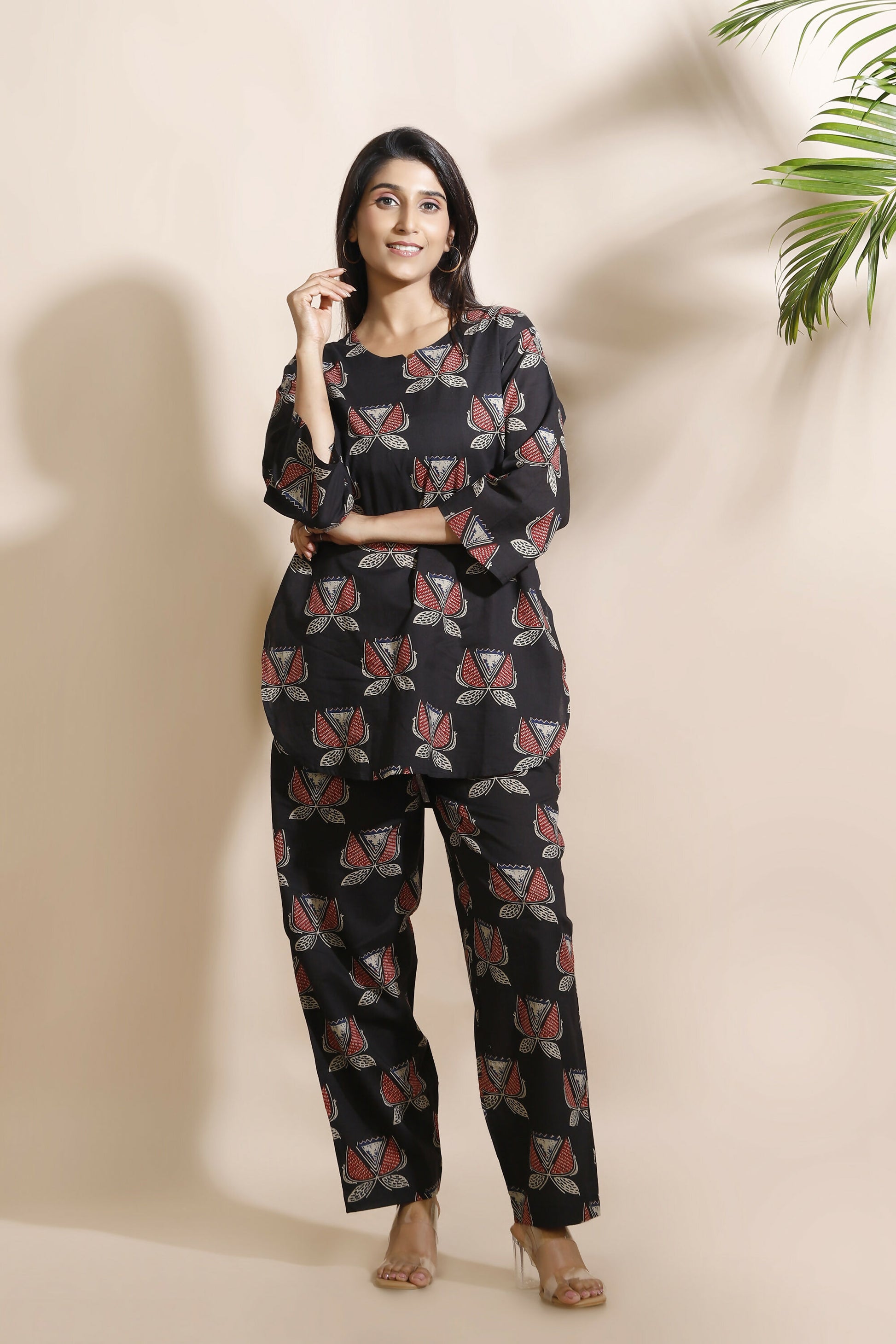 Breathables Abstract Black Cotton Co-Ord Set - Dista