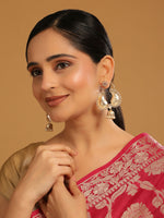 Thumbnail for Nuyug 22K Gold Plated White Stone Studded Contemporary Mini Jhumki Dangler Earrings