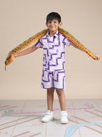 Thumbnail for Snakes and Ladders Boys Purple Table Print Shirt and Boxer Set from Siblings Collection - Distacart