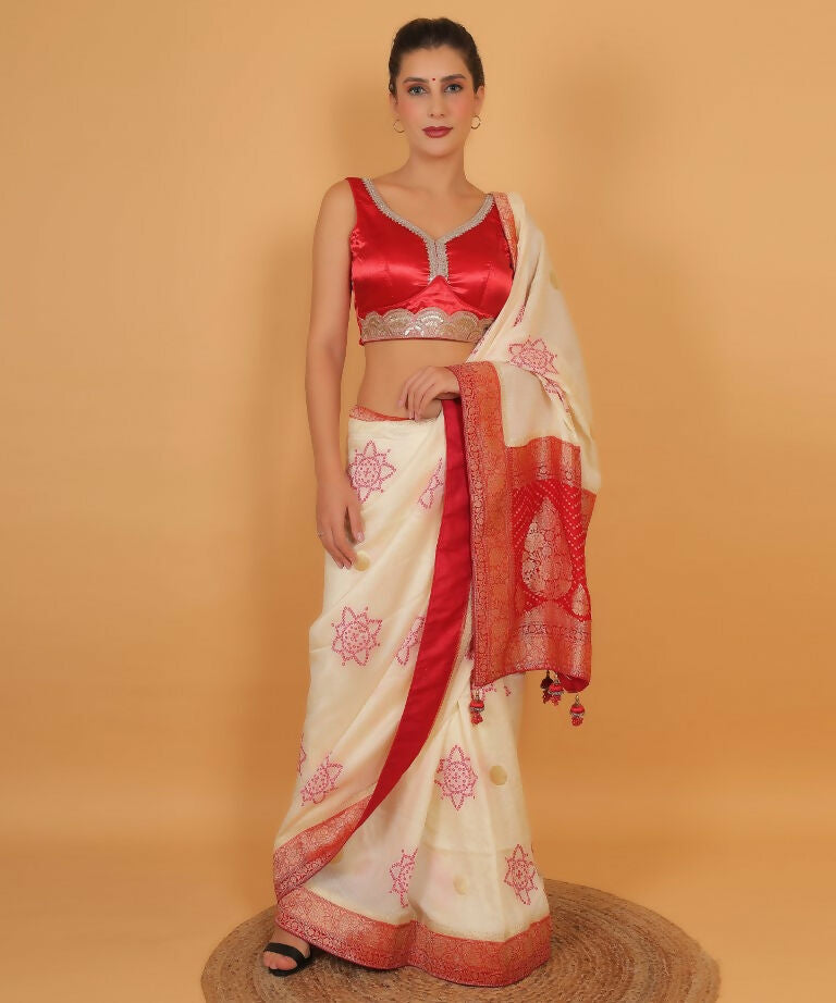 Joban Fashion Silk Zari And Sequence Work Padded Blouse - Red